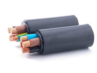 Power,Cables,Electrical,On,White,Background.